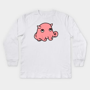 cute flapjack octopus cartoon drawing design Kids Long Sleeve T-Shirt